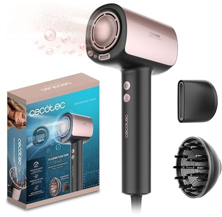 Cecotec hårtork BLDC-motor IoniCare Nano Plasma svart, 1 600 W | BLDC-motor med 110 000 varv/min, effekt 1 600 W, luftflöde 21 l/s, negativa, positiva joner, kontroll av hårtemperaturen