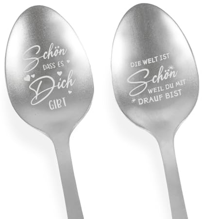 2 cucchiaini da caffè con incisione, Schön dass es Dich Gibt Geschenkke, piccolo regalo per la fidanzata, regalo personalizzato per donne e uomini migliore amica, regalo di compleanno, anniversario