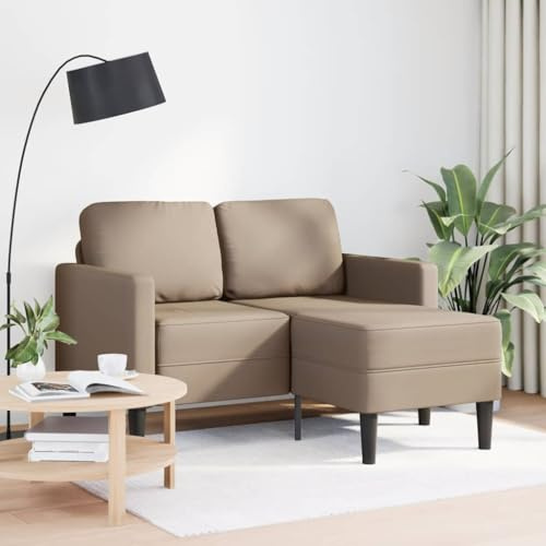 QZZCED 2-Sitzer-Sofa mit Chaiselongue L-Form Cappuccino-Braun Bürosofas Wohnzimmersofas für Gästehaus 125 cm