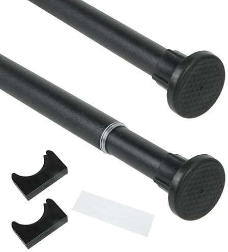 FALSKT Barra Cortinas Extensible barra cortina sin taladrar Barra Cortina Ducha barra extensible armario Barra Telescopica Ducha para ventanas, armario ropero 90-160cm Diámetro de 25mm Negro