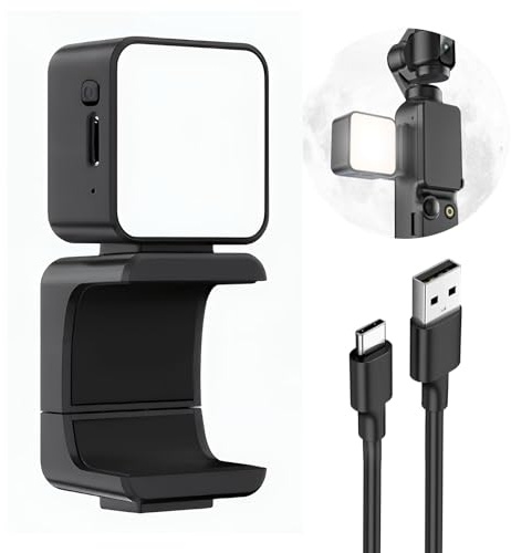 Mini Light for DJI Action Camera, Magnetic Vlogging Light Attachment, Small LED Action Camera Video Lights Fill Lighting for OSMO Pocket 3 4 5 Pro GoPro Accessories, Rechargeable 300mAh