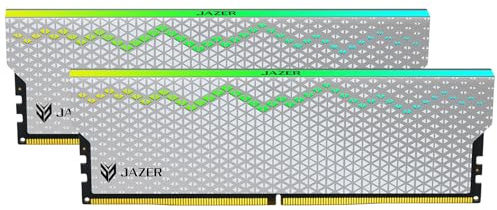 JAZER DDR5 RAM 32GB (2x16GB) RGB 6000MHz CL38 XMP3.0 Gaming Memory | Automatisches Übertaktung, 288 Pin, Computer Ram, PC-Desktop Arbeitsspeicher, Weiß