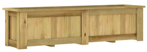 Mokuyary Bancal alto de 196 x 50 x 50 cm, madera de pino, impregnada, flores, bancal alto, estable para verduras y hierbas