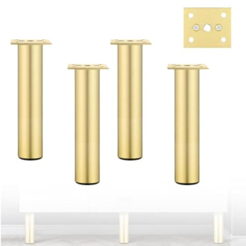 Bordben 4 St Möbelfötter Med Justerbara Skyddsfötter, Ben I Aluminiumlegering För Arbetsbänk, Inklusive Skruvar För Hem Och Kontorsbord Gold 60mm