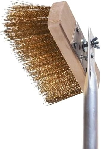Spazzola per Forno a Legna con Setole in Ottone, Manico in Alluminio con Terminale in Legno di Faggio, 160 cm (16x5 cm)