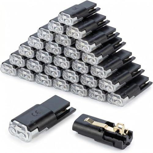 50 PCS Low Voltage Wire Connectors,2 Pin Quick Push-Fit Plug Cable Connectors,No Stripping Waterproof Wire Connectors for LED Strip Lights, Cars, Trucks, Audio, Ceiling Fans,Switches