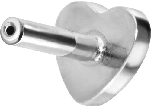 PIERCINGLINE Piercing Stecker Titan Labret mit Push Fit ohne Kugel HERZ - Roségoldfarben, Schwarz, Goldfarben, Silberfarben