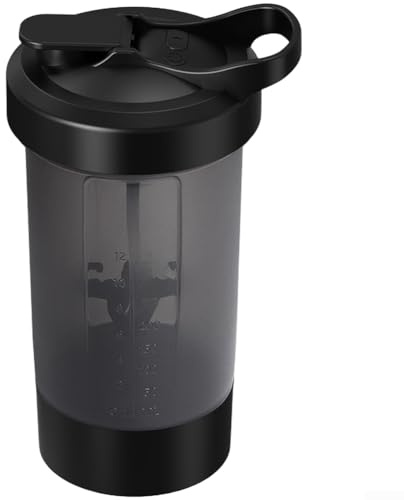 Floweringbeter Shaker elettrico da 600 ml con un pulsante di controllo e stoccaggio interno per miscele di proteine o elettroliti (nero)