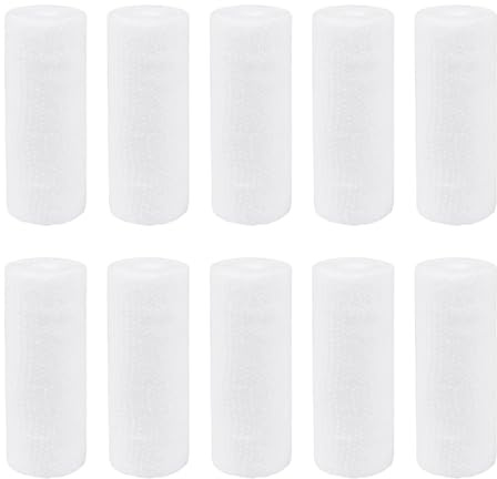 Tizuqe 10 Rollen Dehnbare Baumwoll Mullbinde, atmungsaktive elastische Bandage, je 3, 12 Fuß / 4 Meter, für Workout, Übung, Laufen, Baumwollband