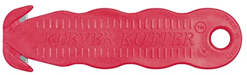 Klever Innovations Safety Cutter, Carbon Steel Blade Utility Knife, Package Opener, Cuts Boxes, Film, Tape, and More, Red, 20/pk (KCJ-1R)