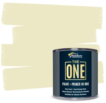 THE ONE All-In-One Farbe & Grundierung - Creme, 1 L | Formel für mehrere Oberflächen mit 1 Anstrich | Einfache Innen- und Außendekoration für Wände, Böden und Möbel in Haus und Garten