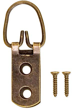 FUXXER® 20x Bilderhaken D-Ringe mit Schrauben, stabile Aufhänger für Bilderrahmen, Bronze