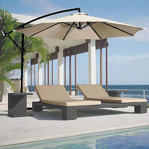 Ombrellone da Giardino Decentrato 3x3 Mt Palo Alluminio Chiusura a Manovella Base a Croce Sistema Air Vent Arredamento Esterno Gazebo Piscina Giardino Terrazzo Ambienti Esterni (Beige)