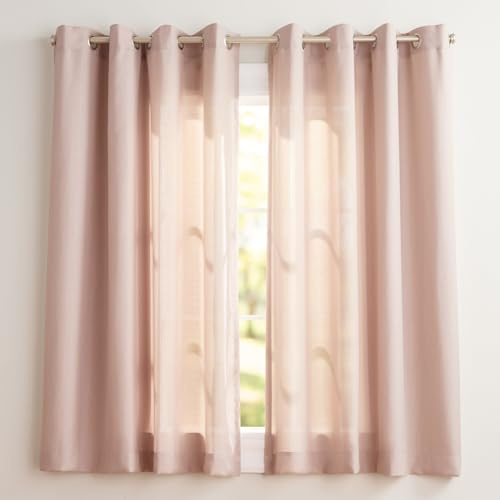 Exclusive Home Loha Linen Grommet Top Curtain Panel Pair, 54x63, Blush