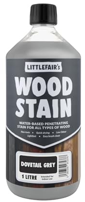 Littlefair's Teinte Bois 1ltr - Teinture Bois Écologique À Base D'Eau et Sûre - Lasure Bois Intérieur à Séchage Rapide - Peinture Lasure pour Bois Nettoyage Facile - Couleur:Gris queue d'aronde