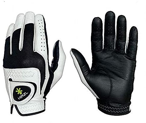 HIRZL Trust Control 2.0 Golfhandschuhe, Allwetter-Herren-Golfhandschuh, weiß/schwarz, Känguru-Leder-Handfläche, Cabretta-Leder-Rückhand, vertraut von Profis, schweißfrei, ultimativer Griff, Cadet XL, auf der linken Hand getragen