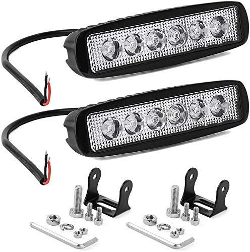 Willpower 2pcs 18W 6 Inch LED Work Light Spot Beam Single Row LED Light Bar 12V 24V Super Slim Offroad Driving Lights Fog Lamps for Truck Tractor Boat 4x4 Car SUV ATV