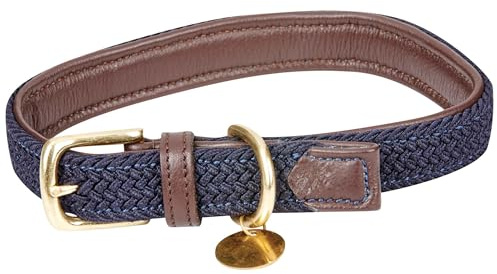 Weatherbeeta Leder Geflochtenes Hundehalsband - Braun/Navy