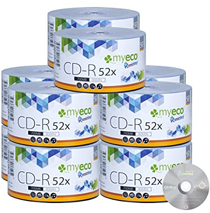 500 Pack MyEco CD-R CDR 52X 700MB 80Min Economy Branded Logo Top Write Once Blank Media Record Disc
