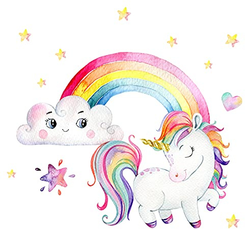 Little Deco Wandtattoo Einhorn mit Regenbogen DL531 M - 83 x 51 cm (BxH)