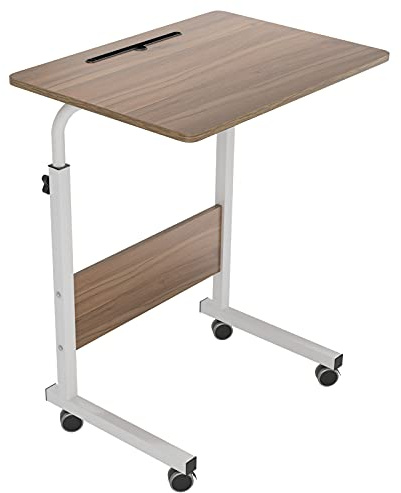 SogesPower Höhenverstellbarer Laptop-Tisch mit Rollen, Beistelltisch für Sofa oder Bett, Mobiler Rolltisch mit integriertem Tablet-/Handyhalter, Vielseitiger Betttisch für Zuhause 60 x 40 cm
