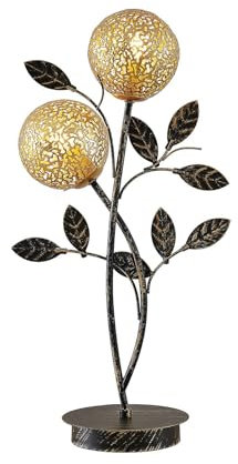 Lucande Lampe à poser Evory (Florentin) en Noir Métal e. a. pour Salon & Salle manger (à 2 lampes, G9) florentine