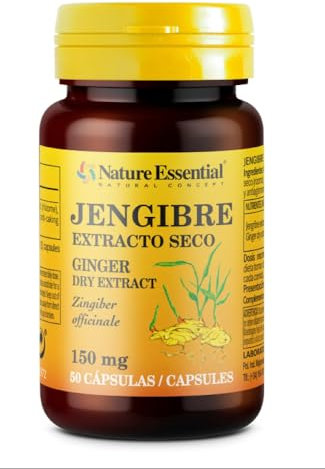 Nature Essential I Jengibre 150 mg. (extracto seco) 50 cápsulas I Fortalece el sistema inmune I Salud digestiva I Antinflamatorio natural