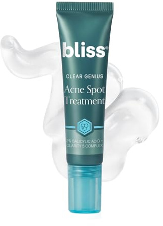 Bliss Clear Genius Acne Spot Treatment – Maximum Strength 2% Salicylic Acid Shrinks Blemishes – Clean, Vegan, Cruelty-Free, 0.5 Fl Oz