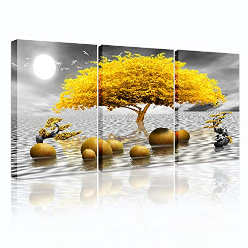 hyidecorart Golden Baum des Lebens Leinwand Gemälde Wohnzimmer 30x40 cm | Prächtiges Ornament, HD-Druck, Einfach Aufzuhängen, Leinwandgewebe, Für Viele Räume, Flexible Wanddeko, Geschenk