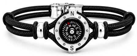 amorili Bracciale Bussola Uomo Marinara in Acciaio Inox e Corda Vari Colori – Stile Nautico Mare Estate – Braccialetto Elegante Idea Regalo