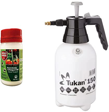 Decis Protech - Insecticida Polivalente Concentrado Para Ornamentales, Frutales Y Horticolas + Tukan 150, Pulverizador De Presión De 1,5 Litros Con Boquilla De Latón Ajustable Y Válvula De Presión