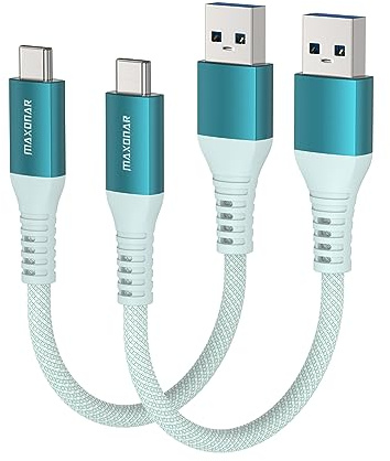 Maxonar USB-C-Kabel, kurz, 20 cm, 0,2 m, 10 Gbit/s, Datenkabel, USB3.2 Gen2, Typ C, Android, Auto, QC3.0, Schnellladegerät, USB C, 3,1 A, für Samsung Note20, S23/S22 Z, Flip5,