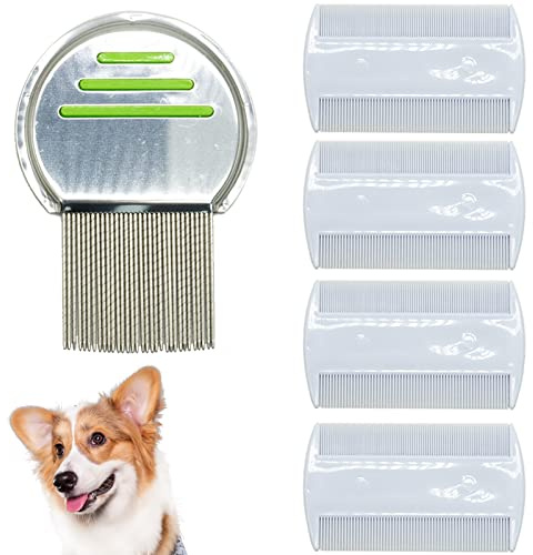 SZXMDKH 5 Peines para Piojos Elimina Liendres y Huevos Cepillo de Metal Puntas Redondas Productos Para El Cuidado Del Cuero Cabelludo Liendrera Tratamiento No Químico Peines de piojos de pulgas