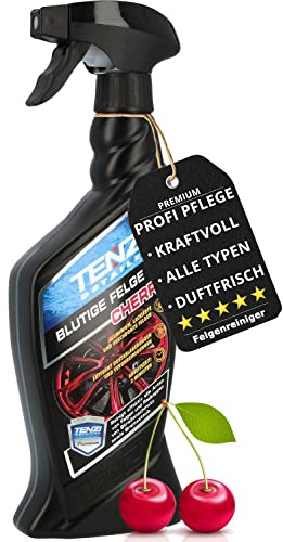TENZI Premium Felgenreiniger Kirschgeruch Blutige Felge (600ml) für Auto & Motorrad - kraftvolle, Felgenpflege, pH neutral mit Wirkindikator - Reiniger für Alufelgen, Stahlfelgen, Chrom, lackierte