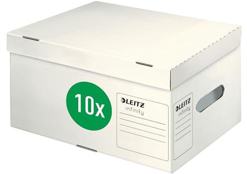 Leitz Infinity 61050000 Archive Box with Hinged Lid A4 Plus, Pack of 20, 100% Recyclable, FSC Certified, White