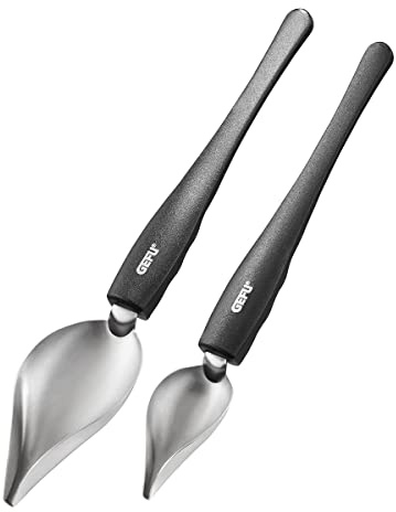 GEFU Dekorierlöffel KULINARI 2er Set - Plating Tool für Tellerdesign | Präzisions-Anrichtelöffel aus Edelstahl & Kunststoff, 18 cm und 20 cm, ideal für feine Muster & filigrane Saucen-Linien