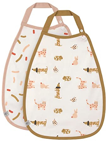 LÄSSIG Baby Kleinkind Lätzchen (2 Stk.) Bio-Baumwolle Druckknopf/Medium Drop Bib Little Mateys spicy orange