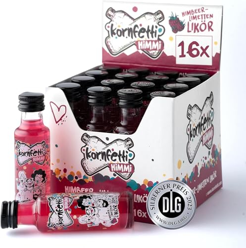 HIMMI MINIs Himbeerlikör mit Limetten-Kick: Fruchtig-Süßer Party Schnaps, Weizenkorn Basis, Festival Kurze Geschenk, Für Cocktails & Shots
