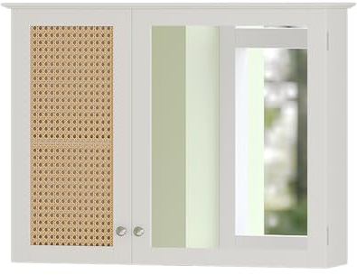 Vicco Badspiegelschrank Rosario, Weiß, 68 x 49 cm | mit 2 Türen, zur Aufbewahrung von Badutensilien und Handtüchern