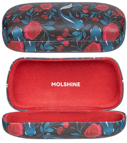molshine Estuche rígido para gafas de sol, estuche clásico grande para gafas de sol, anteojos con paño de limpieza (color rosa)