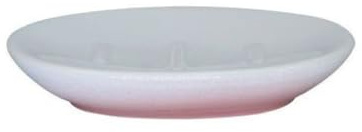OISE ART STORE Trade Shop - Piatto Piattino Porta Sapone Saponetta Bagno Ceramica Bianco Rosa Arredo 59908 -