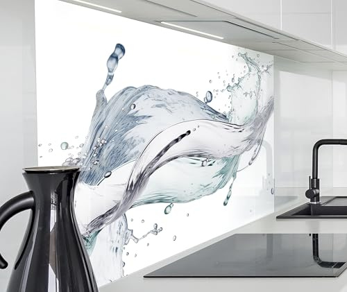 timalo Spritzschutz Wand für Herd, Küche Küchenrückwand Glasoptik | Acryl Glas 2mm | Glasrückwand Acrylglas Wandpaneele Rückwandschutz Platte | 60x40cm Wasserstrudel Splash