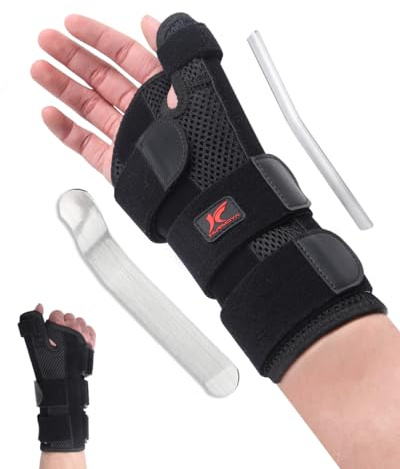 Hurmoya Wrist Brace Thumb Spica Splint Support for Carpal Tunnel, De Quervain's Tenosynovitis, Tendonitis Pain Arthritis Trigger for Man and Women (Large - Right Hand)