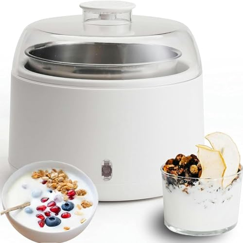 MOSOHINO Macchina per Yogurt elettrica Automatica, Macchina per Yogurt Greco a Temperatura costante da 1 litro con Contenitore in Acciaio Inossidabile, Ideale per Yogurt Fatto in casa, natto e kefir