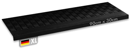 KARAT Stufenmatte aus Gummi - 1 Stück - 30 x 90 cm - wetterfeste & Rutschhemmende Treppenstufen Matten - Gummistufenmatte für Außen - Treppenauflage - Antirutschmatte Diamond