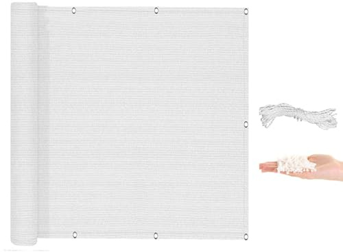 Balkon Sichtschutz Balkonabdeckung 135 x 280 cm Windschutz Sonnenschutz Und Wetterfest Balkonumspannung Zaunschutz mit Kabelbinder für Balkon Terrasse, Weiß