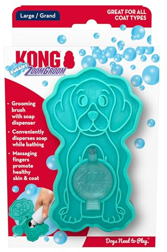 KONG ZoomGroom Bubbles Hundebürste – Seifenspender, Massage- und Gooming-Bürste für Hunde, entfernt Haarausfall, funktioniert auf allen Felltypen und -längen