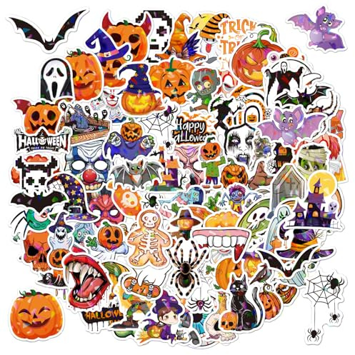 POPOYU 100pcs Halloween Stickers for Gift Wrapping, Halloween Theme Water Bottle Stickers for Kids,Teens Boys Girls, Halloween Vinyl Stickers for Halloween Party Decoration,Laptop,Skateboard