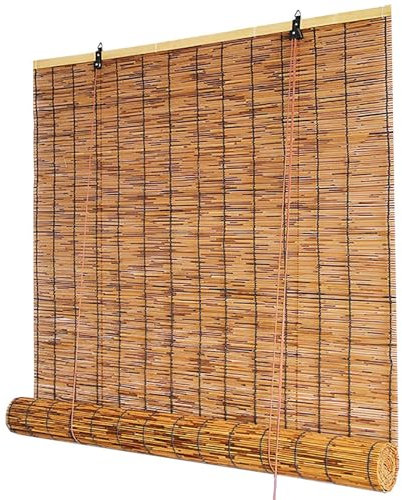 Bamboo Shades Blinds for Windows - Roman Blinds, Outdoor Shades, Sun Protection, Breathable, Indoor/Outdoor, Porch Patio - Carbonized
