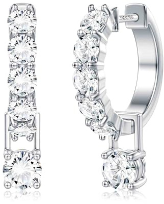 Dochais Ohrringe Silber 925 Creolen Mit Zirkonia und Anhänger, Klein, Hängend, Hypoallergene Hoop Huggie Earrings für Damen Frauen